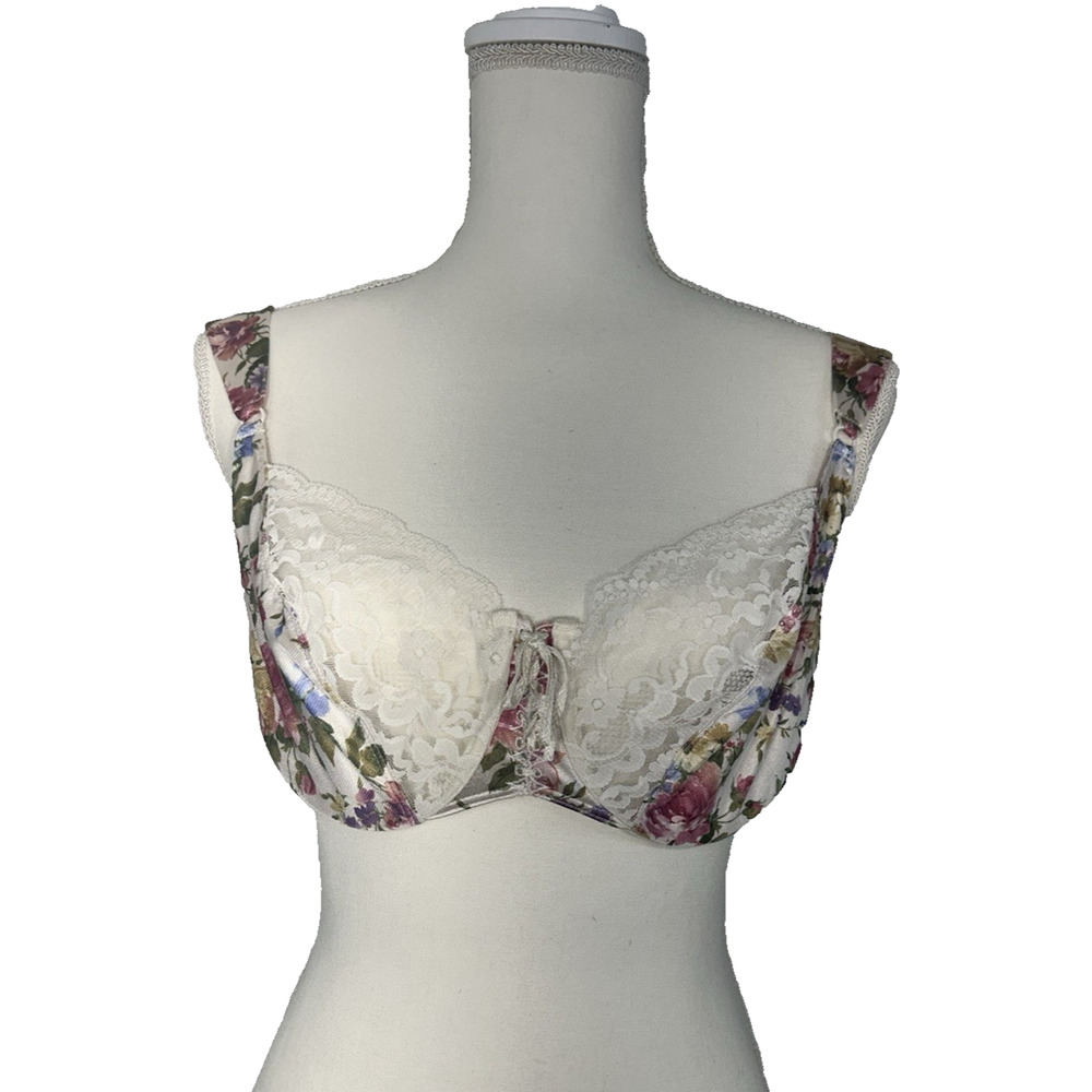 Vintage‎ Maidenform Heartstrings Underwire Satin Lace Floral 34DD